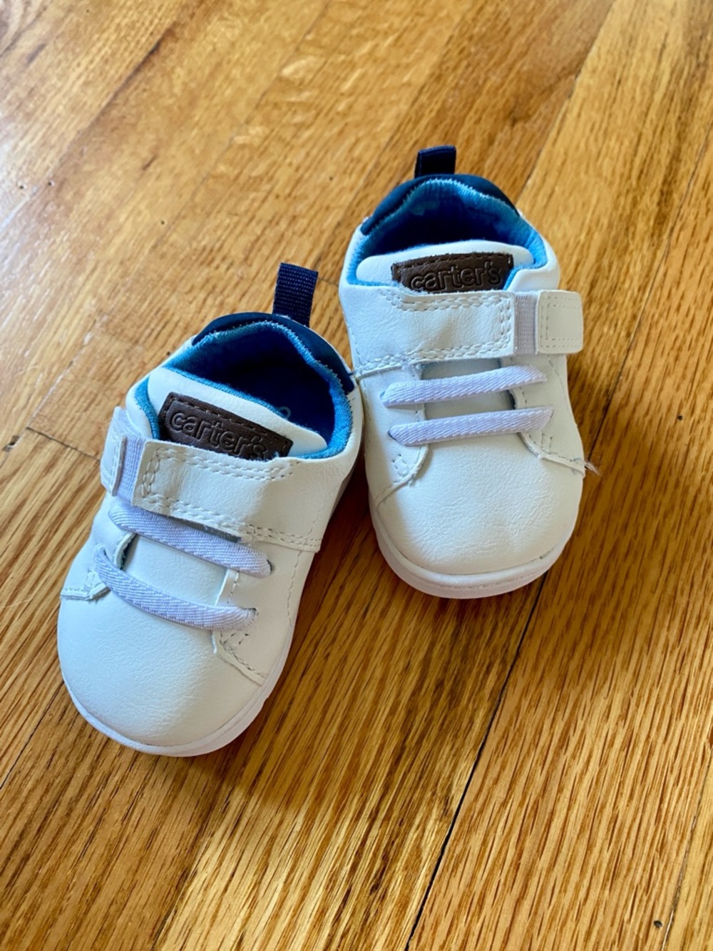 Carter's White Baby Sneakers with Blue Interior